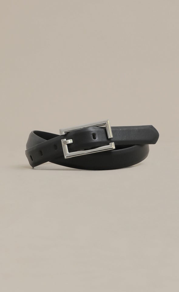 Open Front Buckle Belt Silver/black