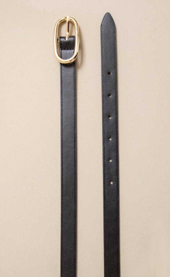 Oval Buckle Jean Belt Gold/black