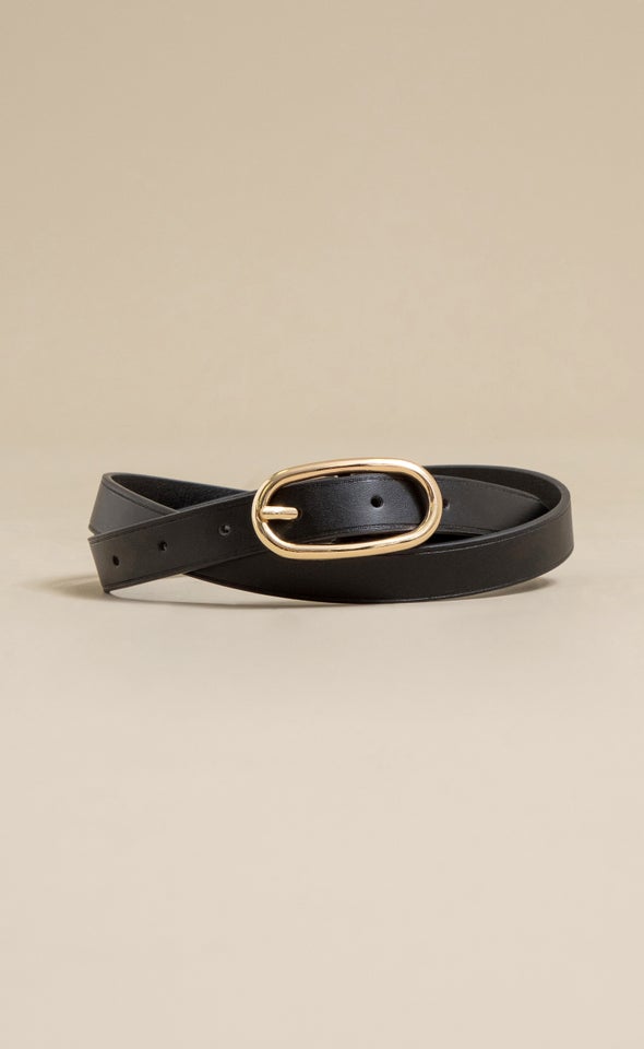 Oval Buckle Jean Belt Gold/black