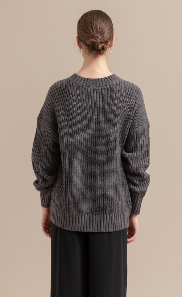 Oversized Ribbed Sweater Charcoal
