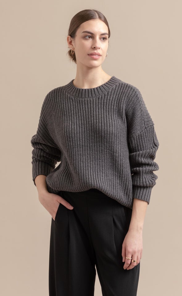 Oversized Ribbed Sweater Charcoal