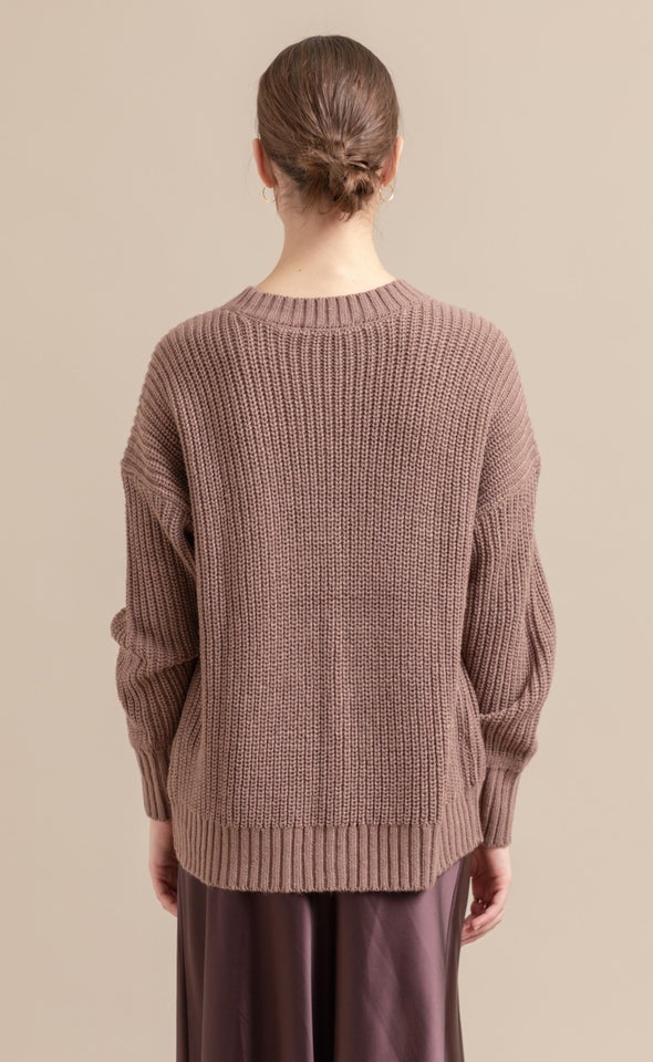 Oversized Ribbed Sweater Chocolate