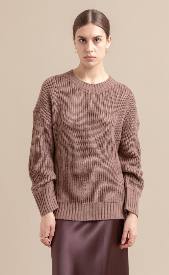 Oversized Ribbed Sweater Chocolate