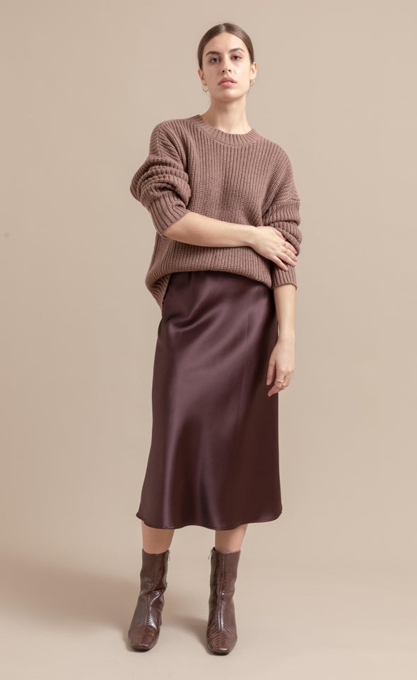 Oversized Ribbed Sweater Chocolate