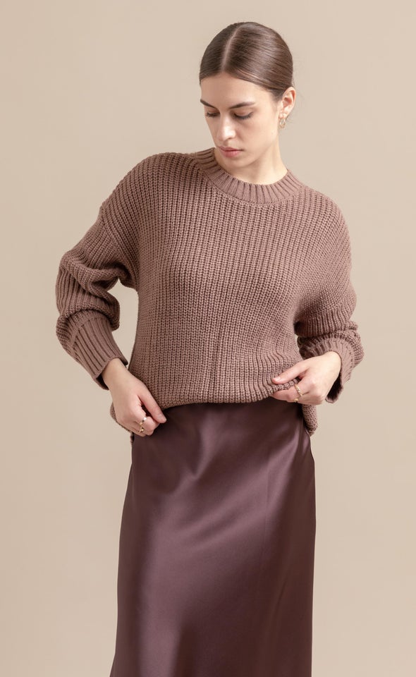 Oversized Ribbed Sweater Chocolate