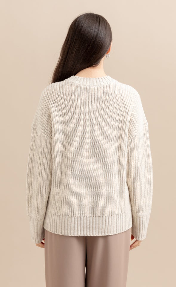 Oversized Ribbed Sweater Winter White/natural