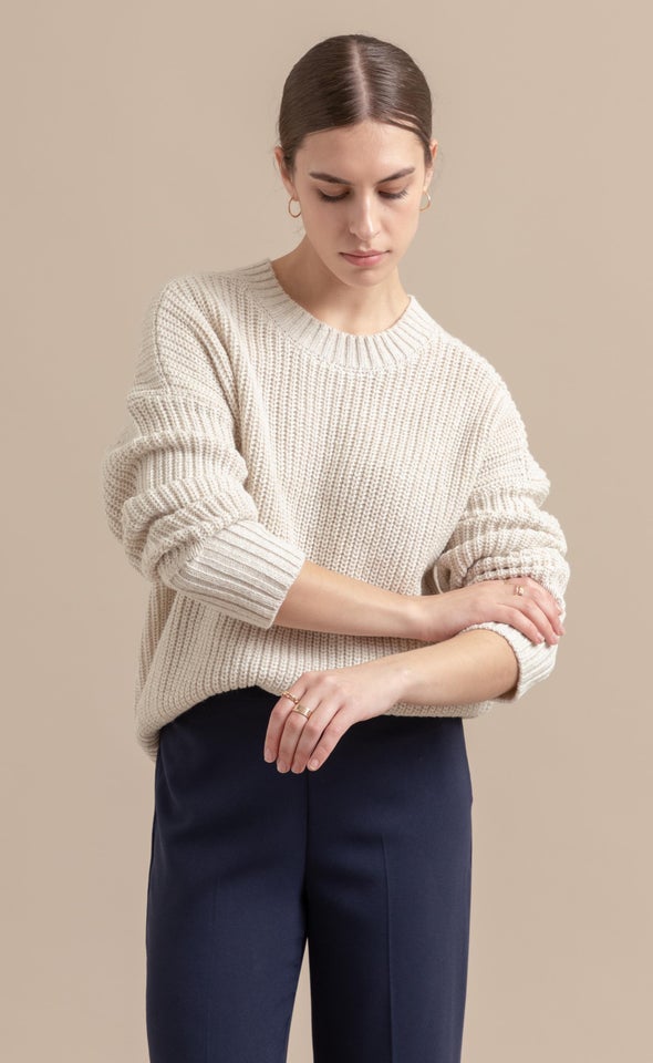 Oversized Ribbed Sweater Winter White/natural