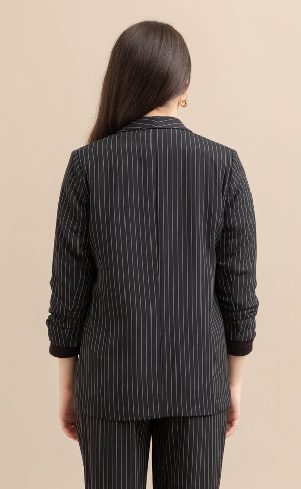 Pinstripe Blazer Blk/white