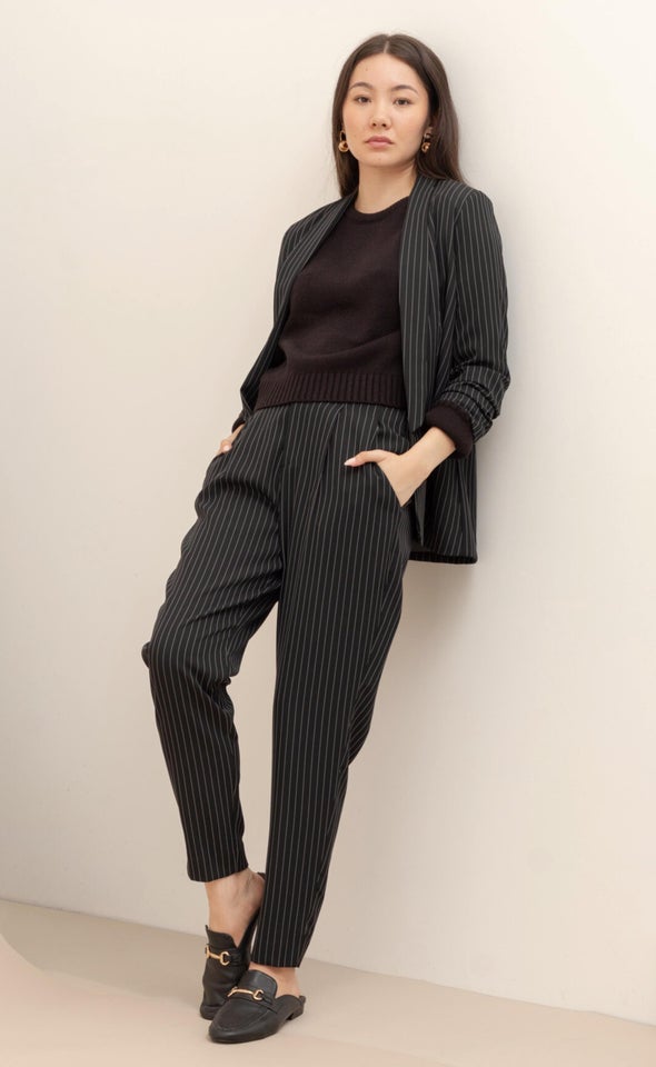 Pinstripe Blazer Blk/white