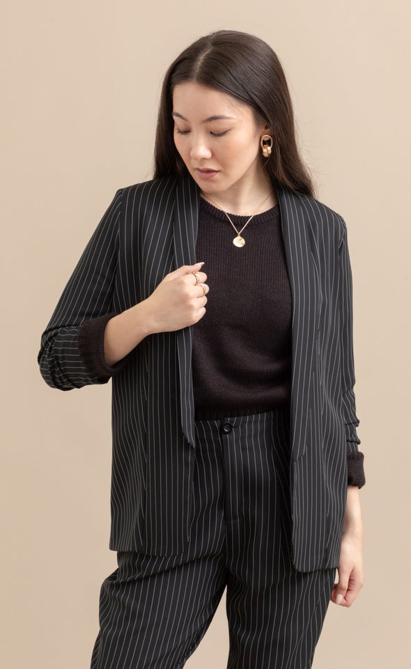 Pinstripe Blazer Blk/white