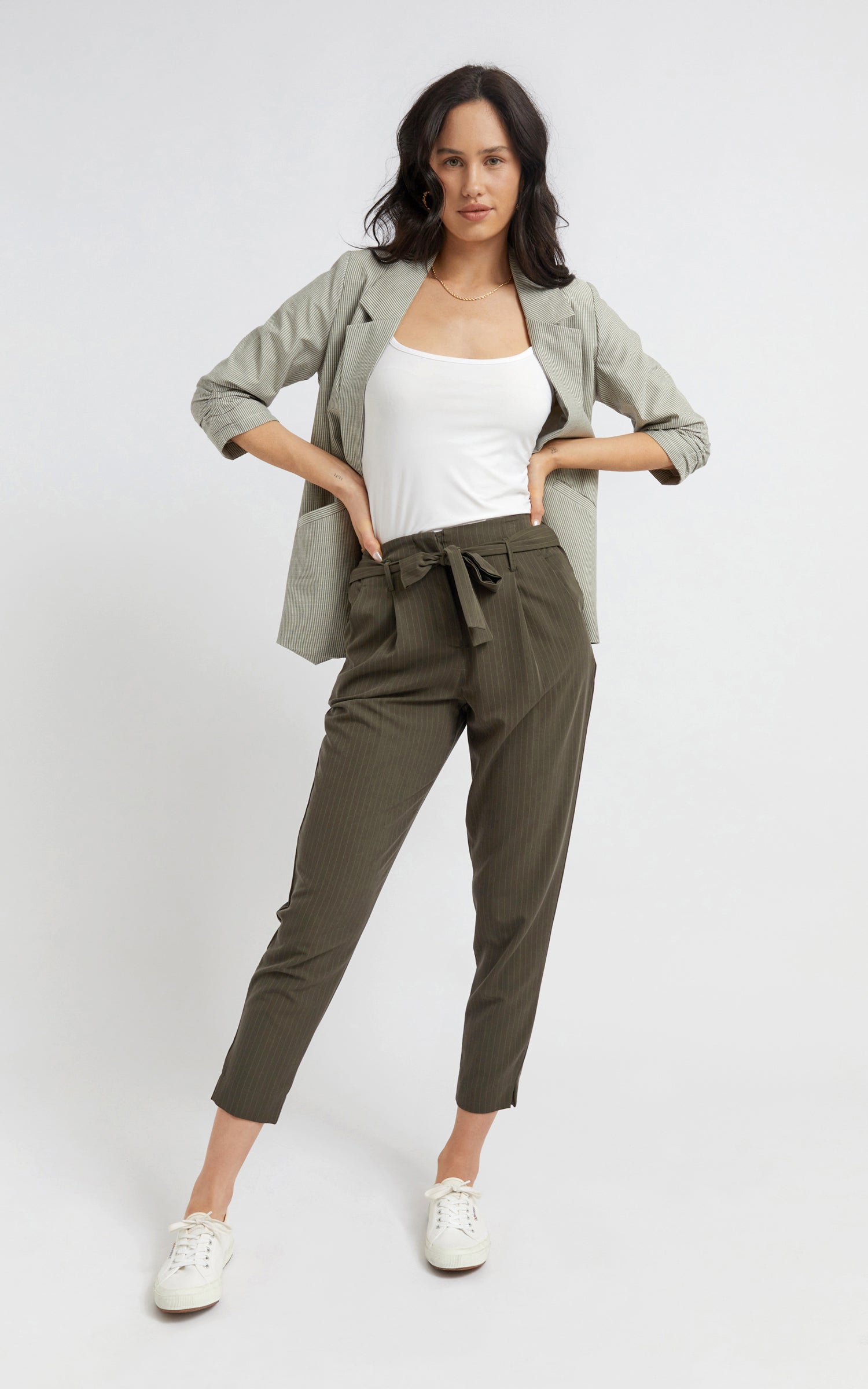 Pinstripe high waist on sale pants