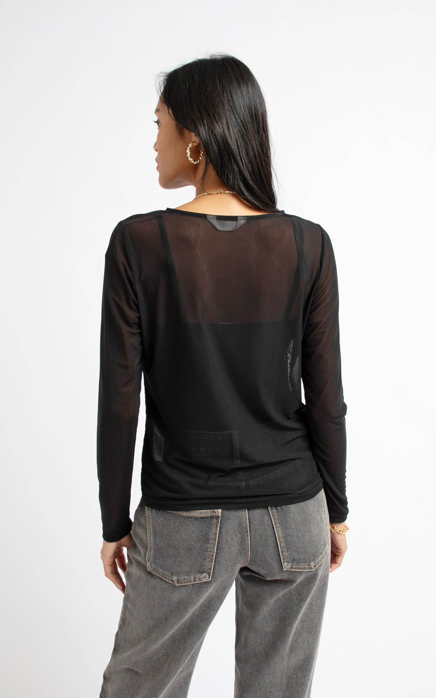 Plain black 2024 mesh top