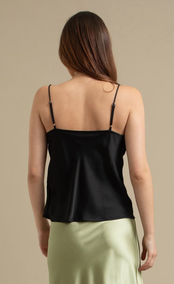 Plain Satin Cami Black