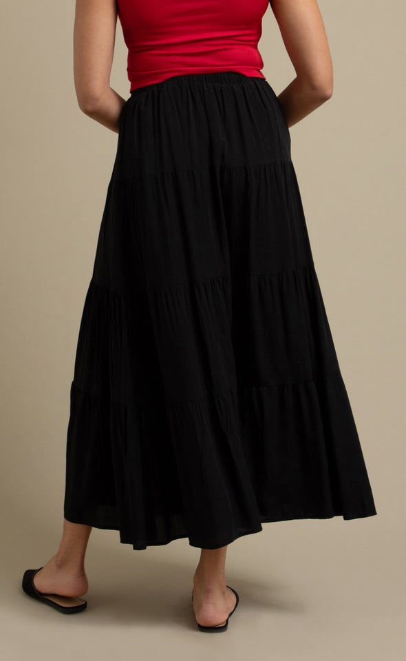 Plain Side Split Maxi Skirt Black