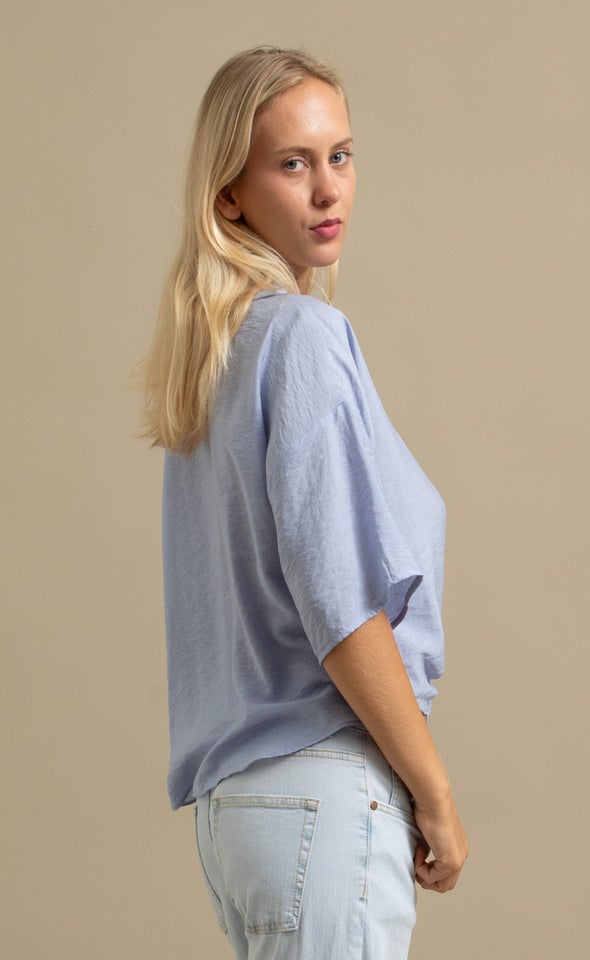 Plain Voile Tie Front Shirt Heather