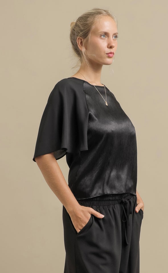 Pleat Front CDC Top Black