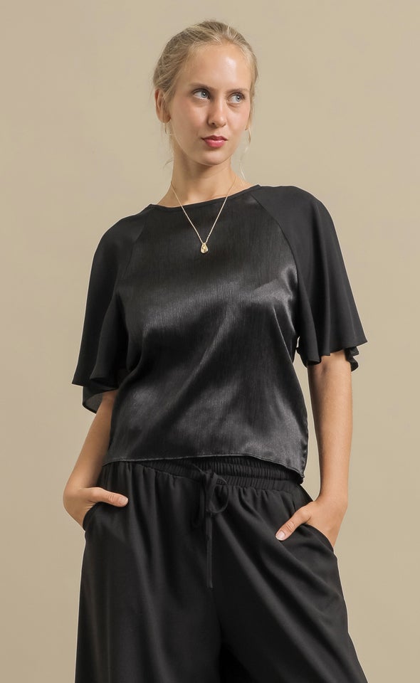 Pleat Front CDC Top Black