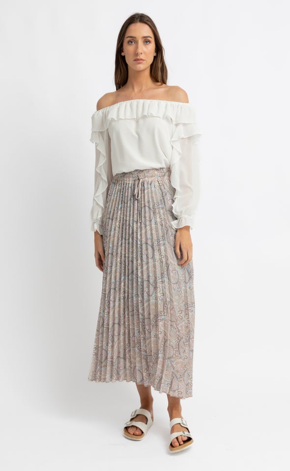 Pleated Chiffon Midi Skirt | Pagani