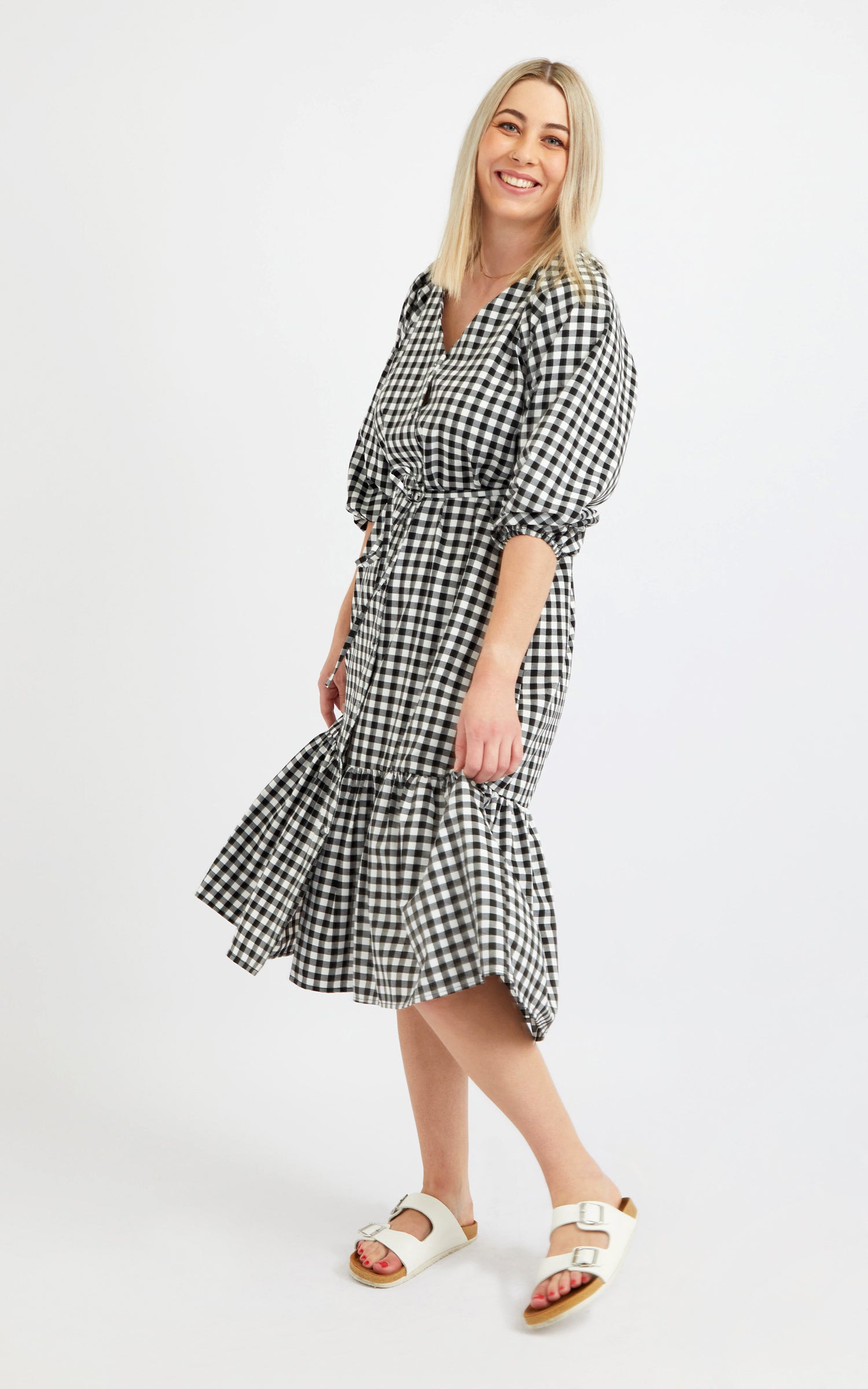 gingham dress black and white