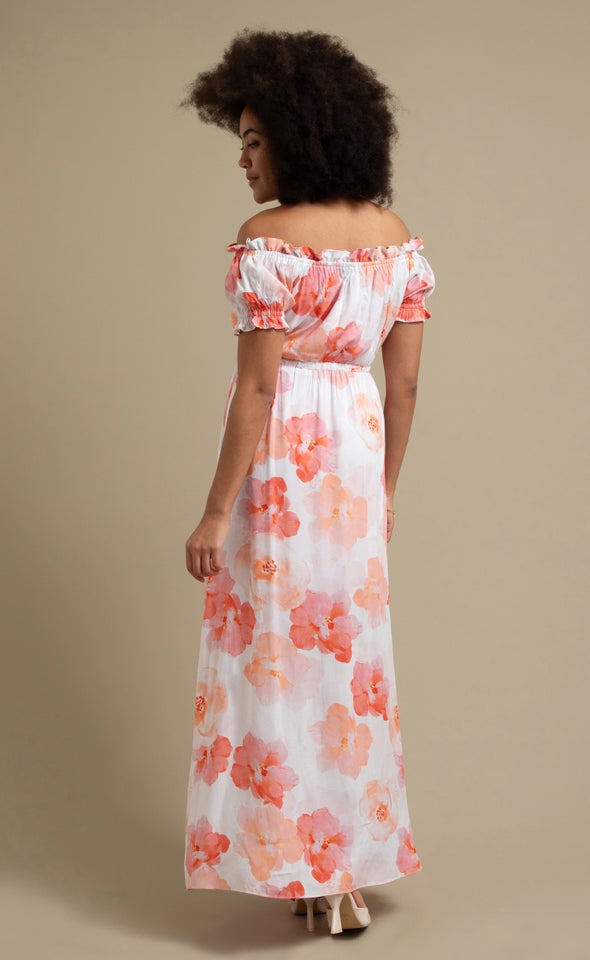 Poplin Off The Shoulder Maxi Cream/floral