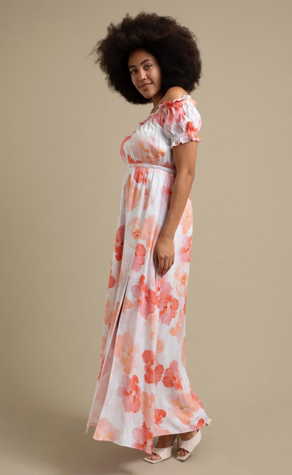 Poplin Off The Shoulder Maxi Cream/floral