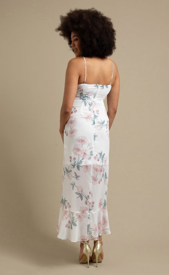 Printed Chiffon Cowl Maxi Cream/floral