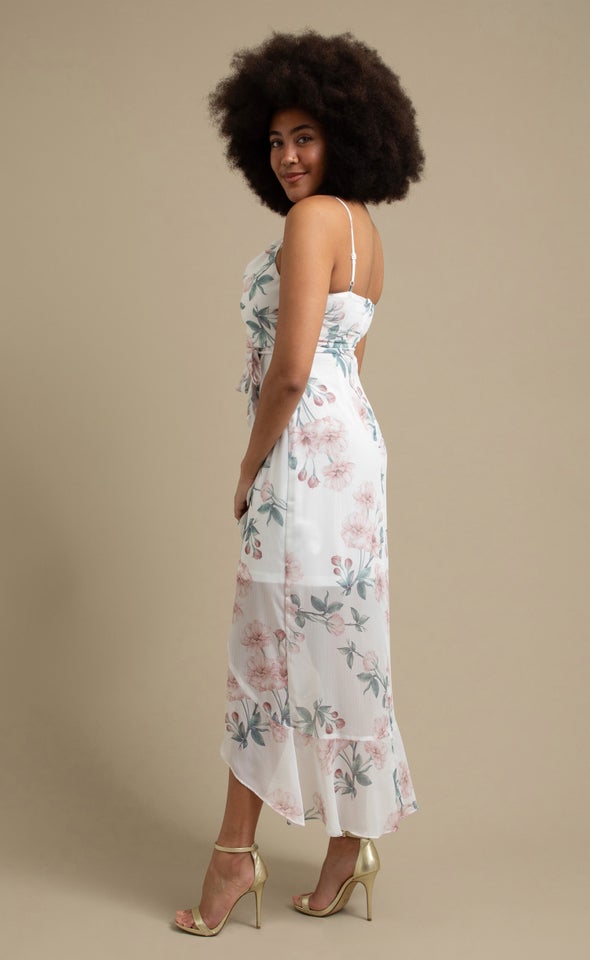 Printed Chiffon Cowl Maxi Cream/floral