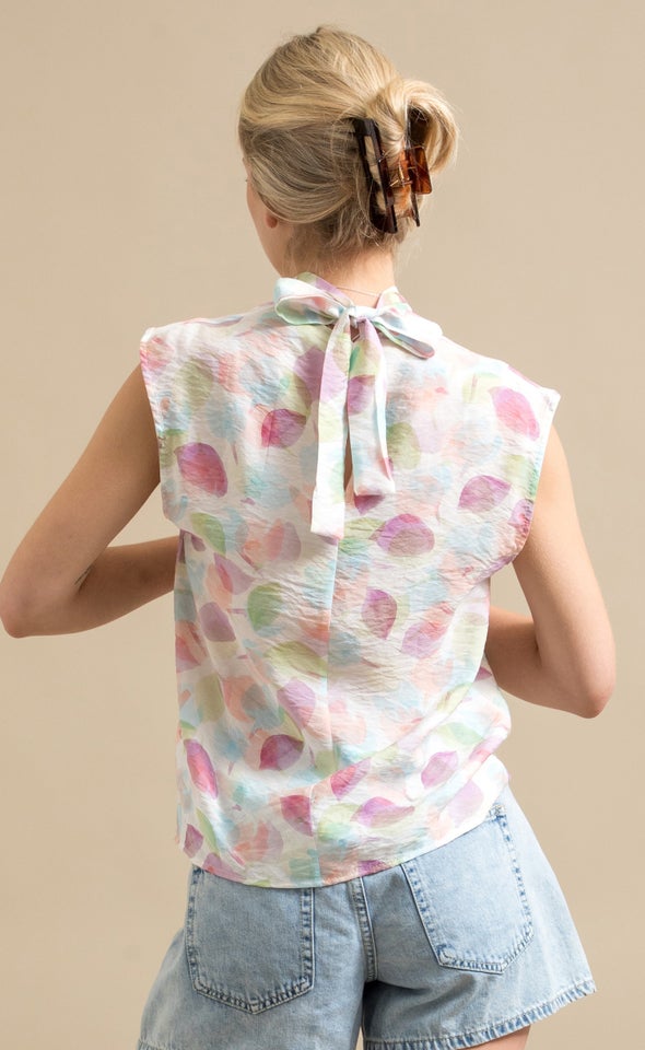 Printed High Neck Shell Top Multi/abstract