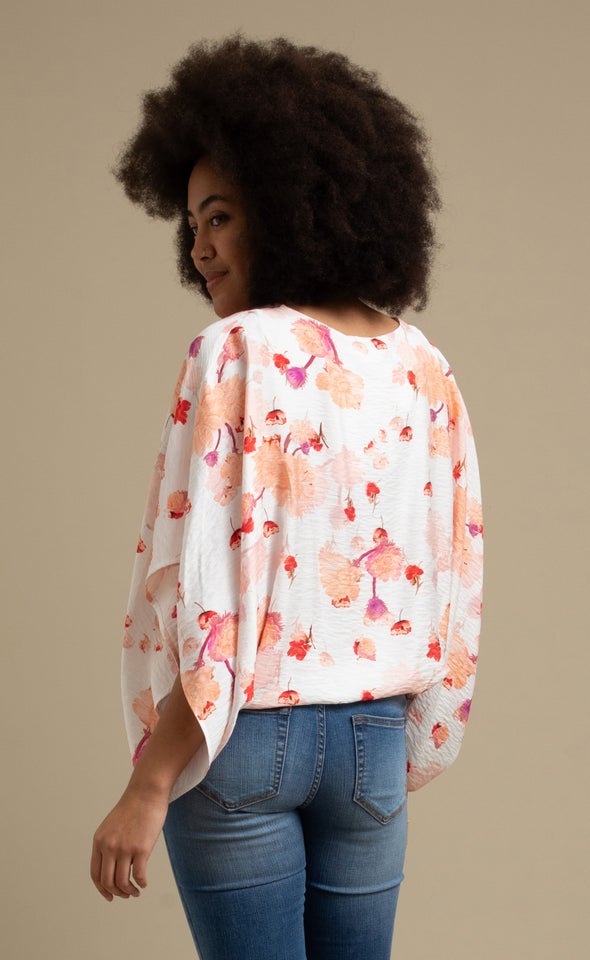 Printed Rayon Kaftan Top Blush/floral