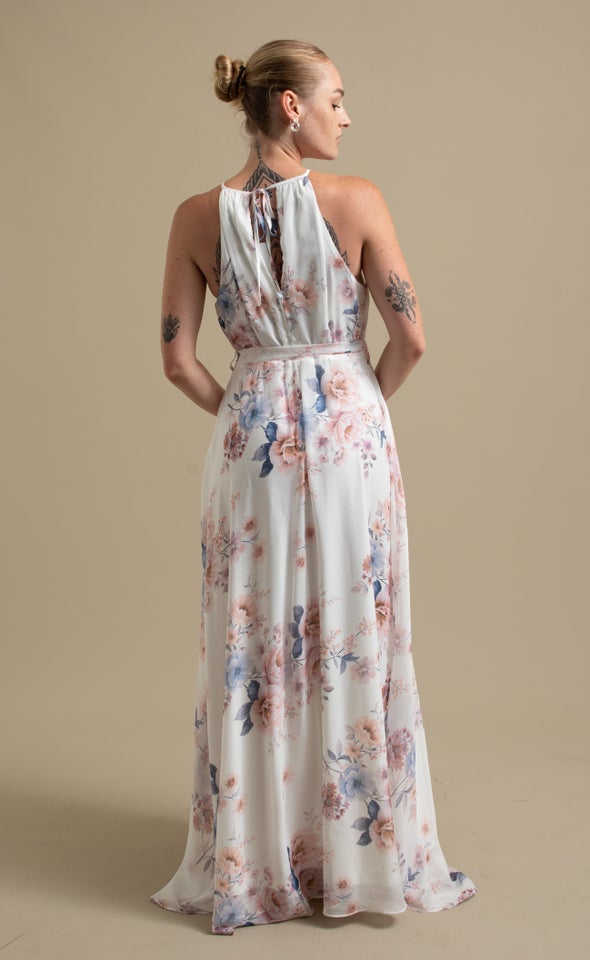 Ptd Chiffon High Neck Maxi Cream/floral