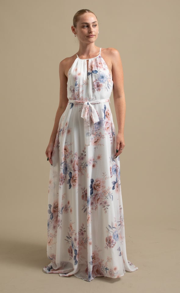 Ptd Chiffon High Neck Maxi Cream/floral