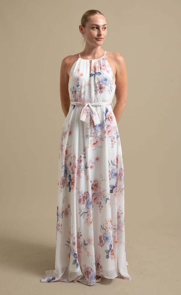 Ptd Chiffon High Neck Maxi Cream/floral