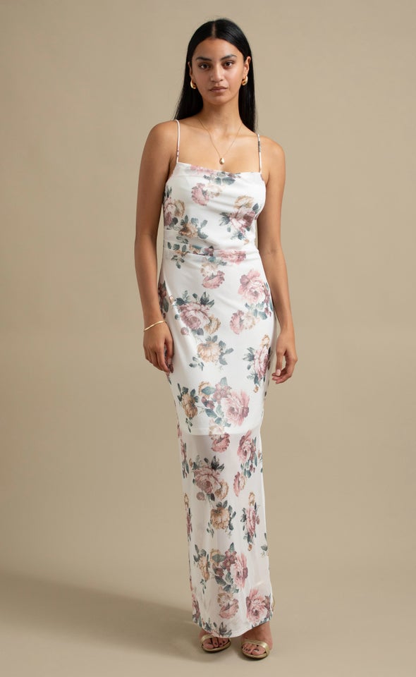 Ptd Mesh Cowl Maxi Cream/blush Floral