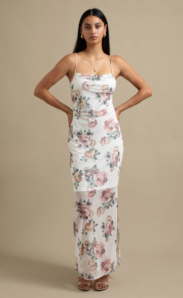 Ptd Mesh Cowl Maxi Cream/blush Floral