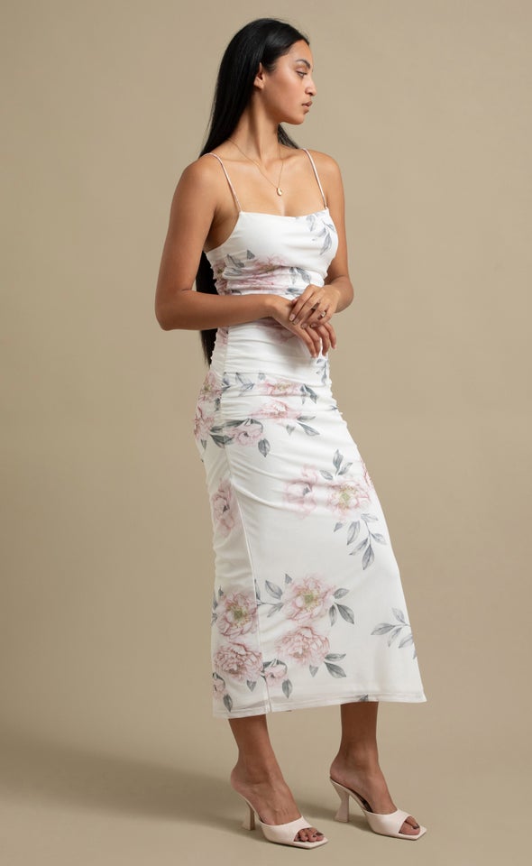 Ptd Mesh Ruched Maxi Cream/blush Floral