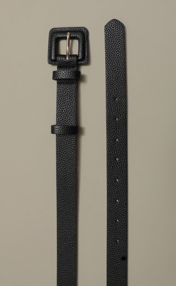 PU Buckle Jean Belt Black