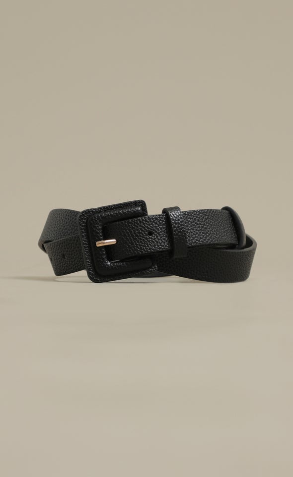 PU Buckle Jean Belt Black