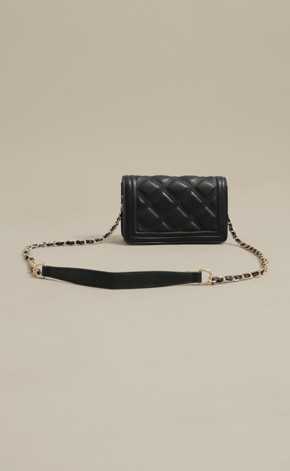 Quilted Foldover Tote Black