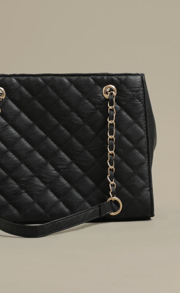 Quilted Work Tote Black