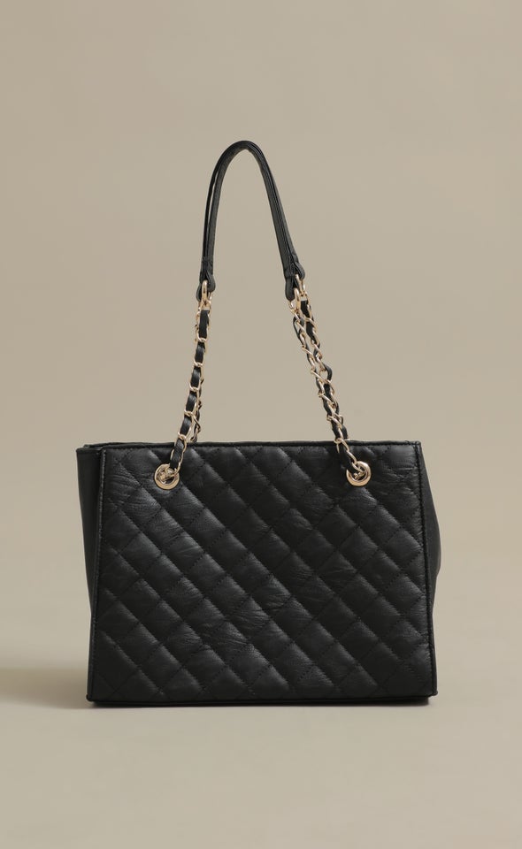 Quilted Work Tote Black