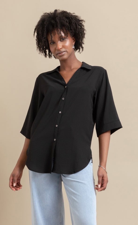 Roll Sleeve Shirt Black