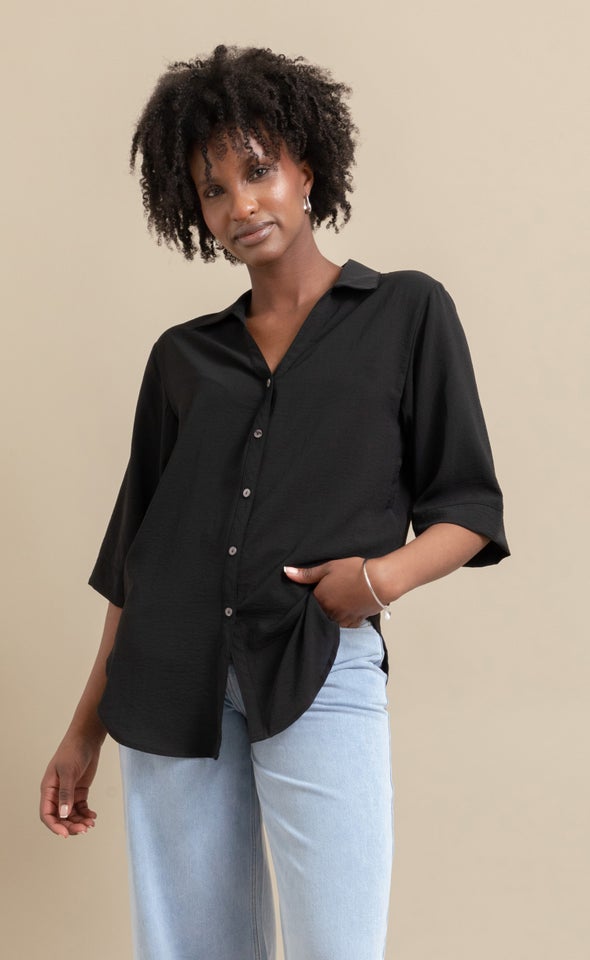 Roll Sleeve Shirt Black