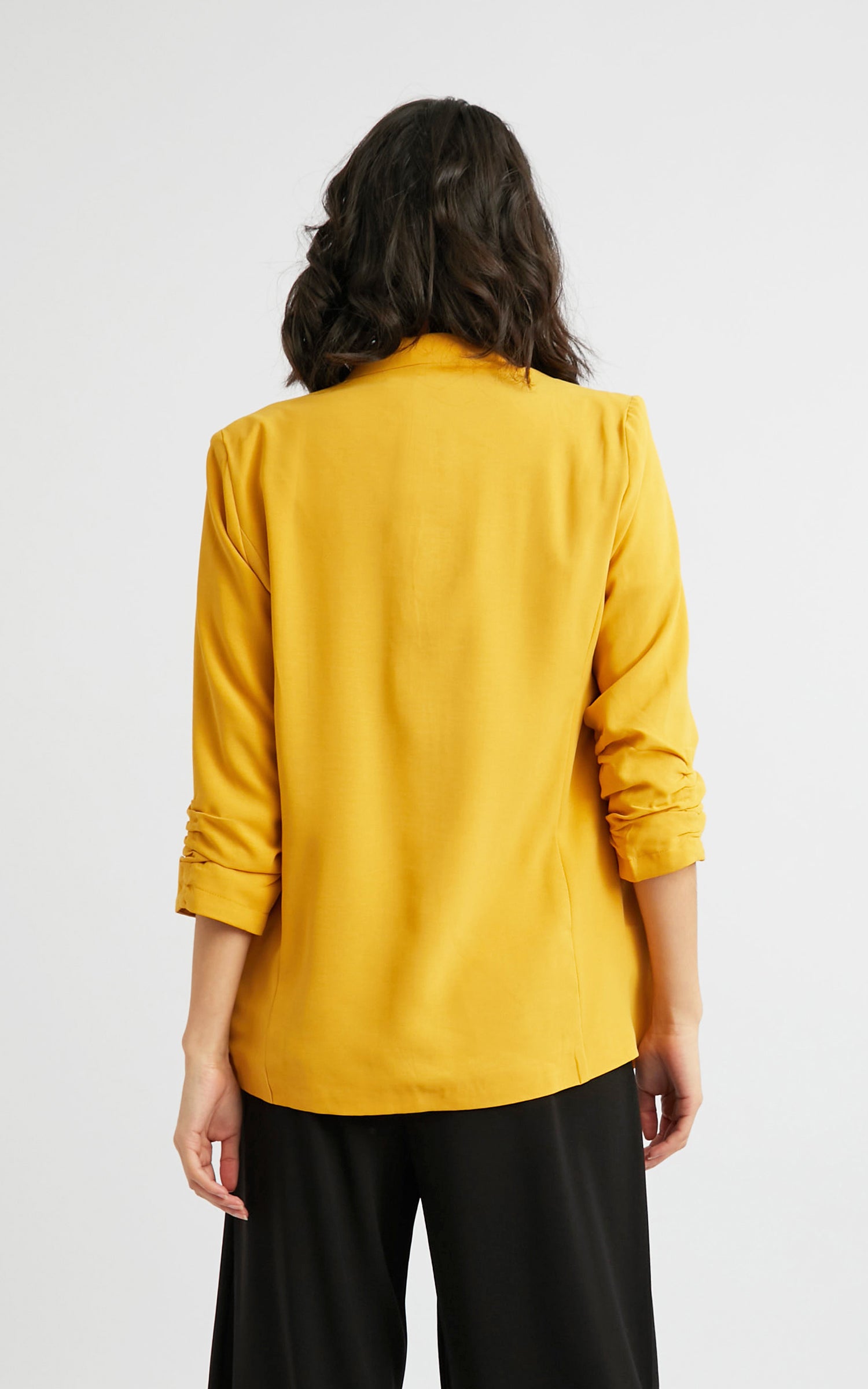 Yellow ruched sale sleeve blazer