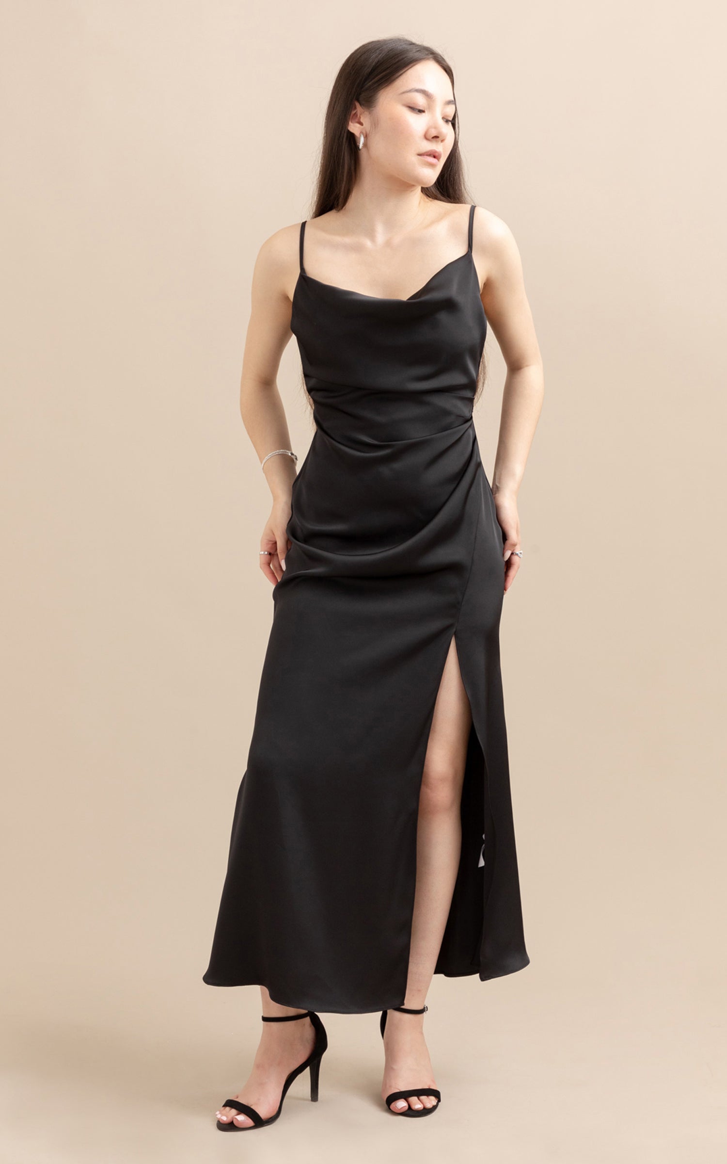 Black cowl best sale neck gown