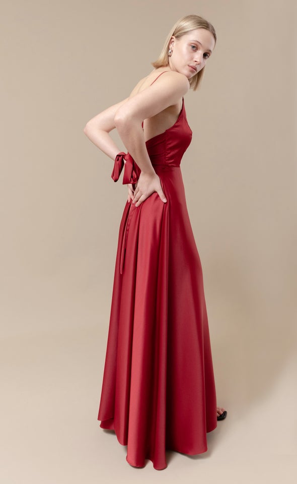 Satin Bow Tie Back Gown | Pagani