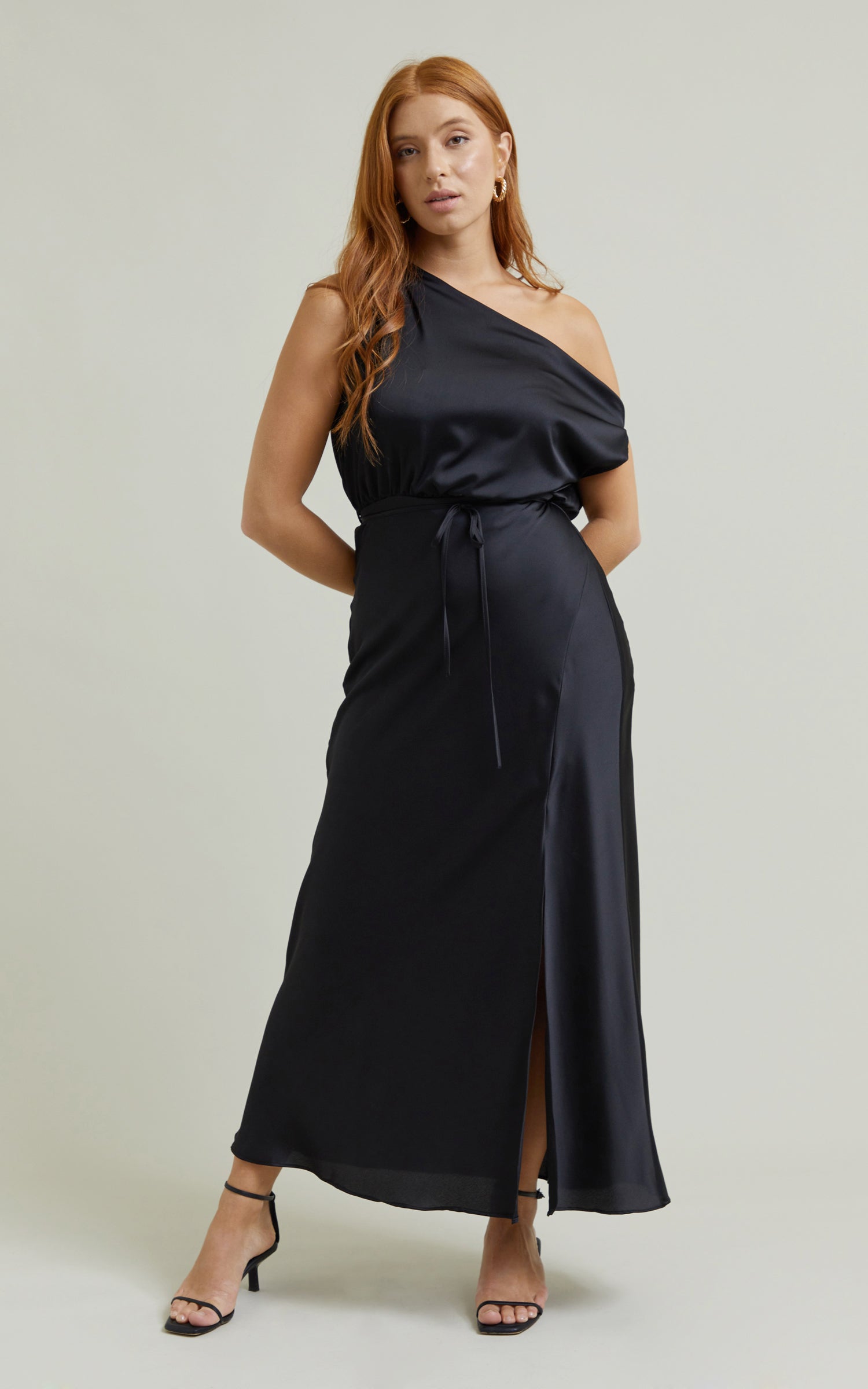 Drape shoulder dress best sale