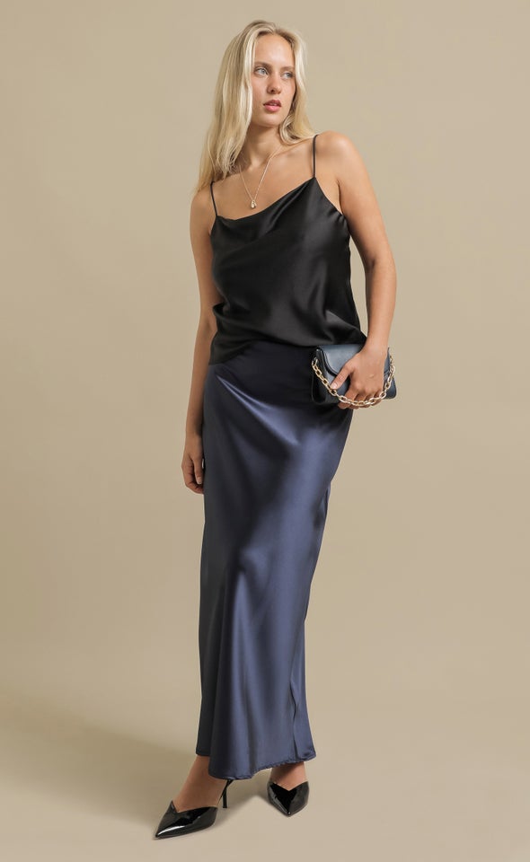 Satin Maxi with Elastic Waist Ink