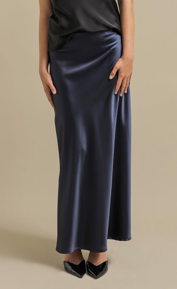 Satin Maxi with Elastic Waist Ink