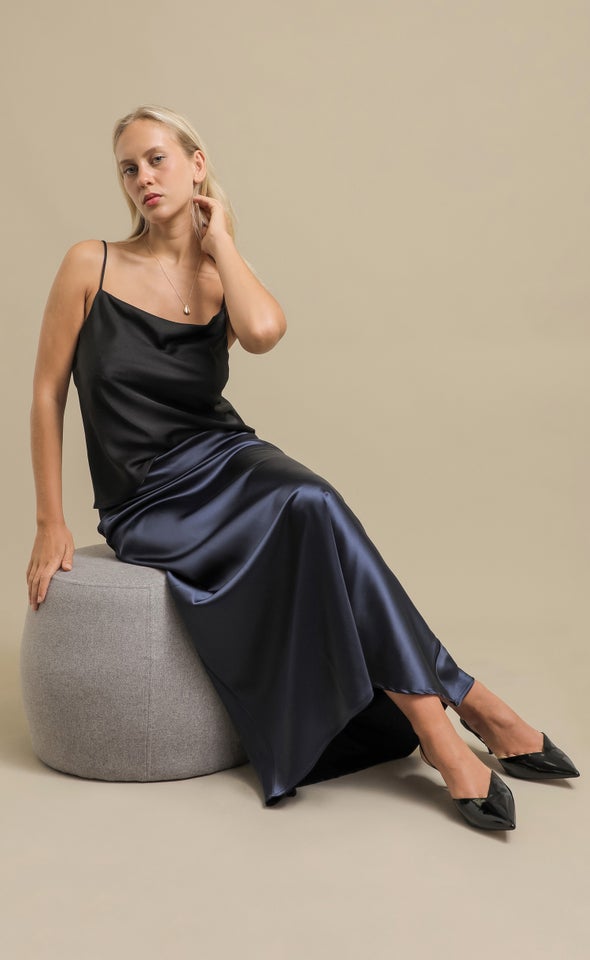 Satin Maxi with Elastic Waist Ink