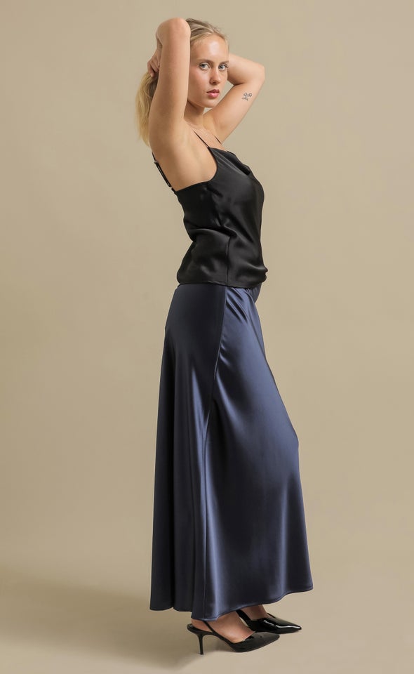 Satin Maxi with Elastic Waist Ink